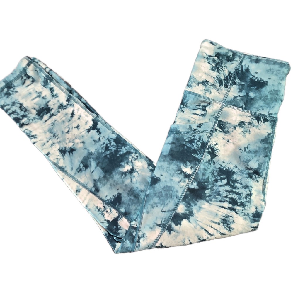 Freely Womens Tie Dye High Waisted Pocket Leggings Blue White Size‎ Large